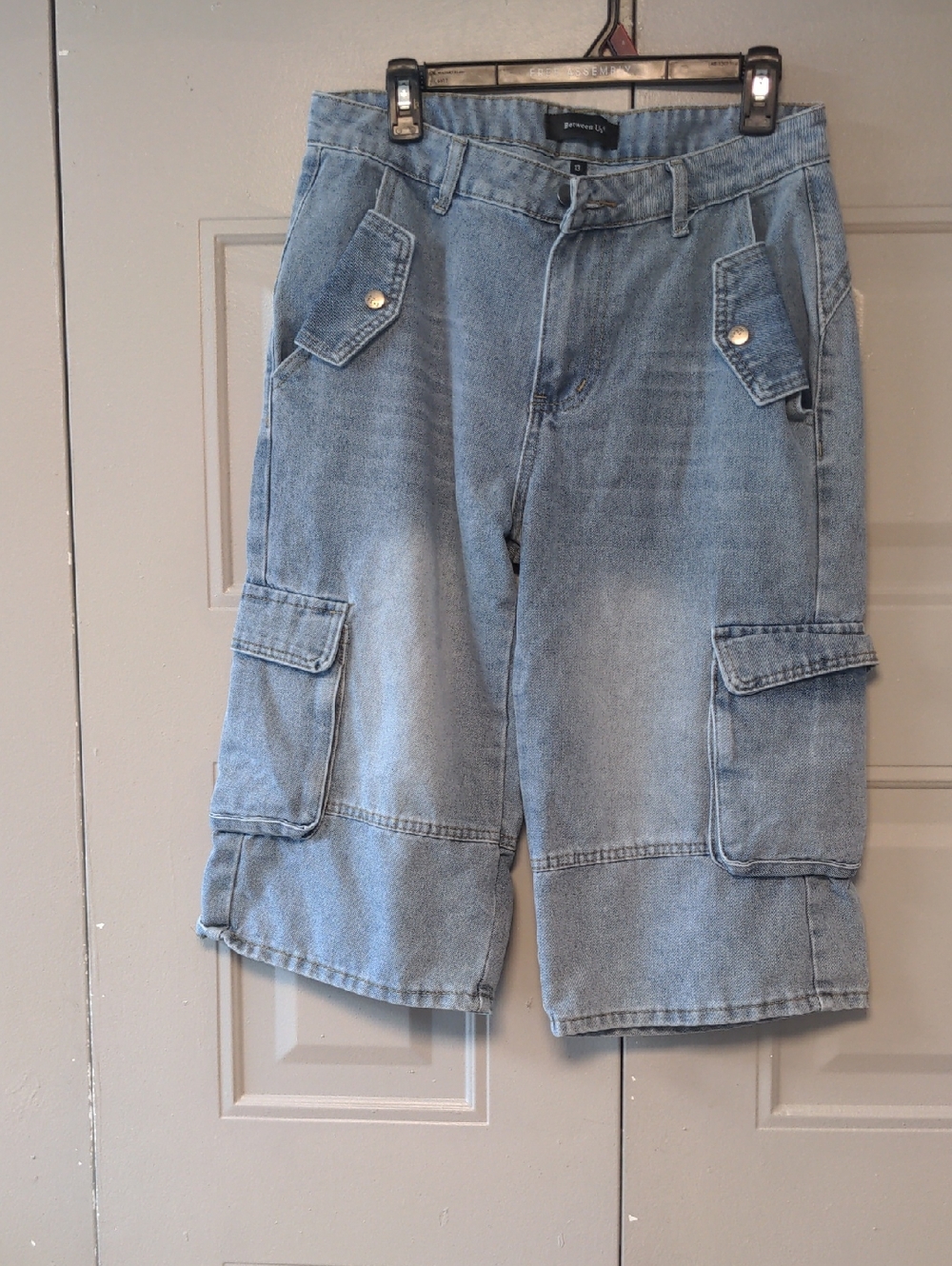 Between Us Light Blue Junior's Cargo Shorts - Relaxed Denim Utility (13)